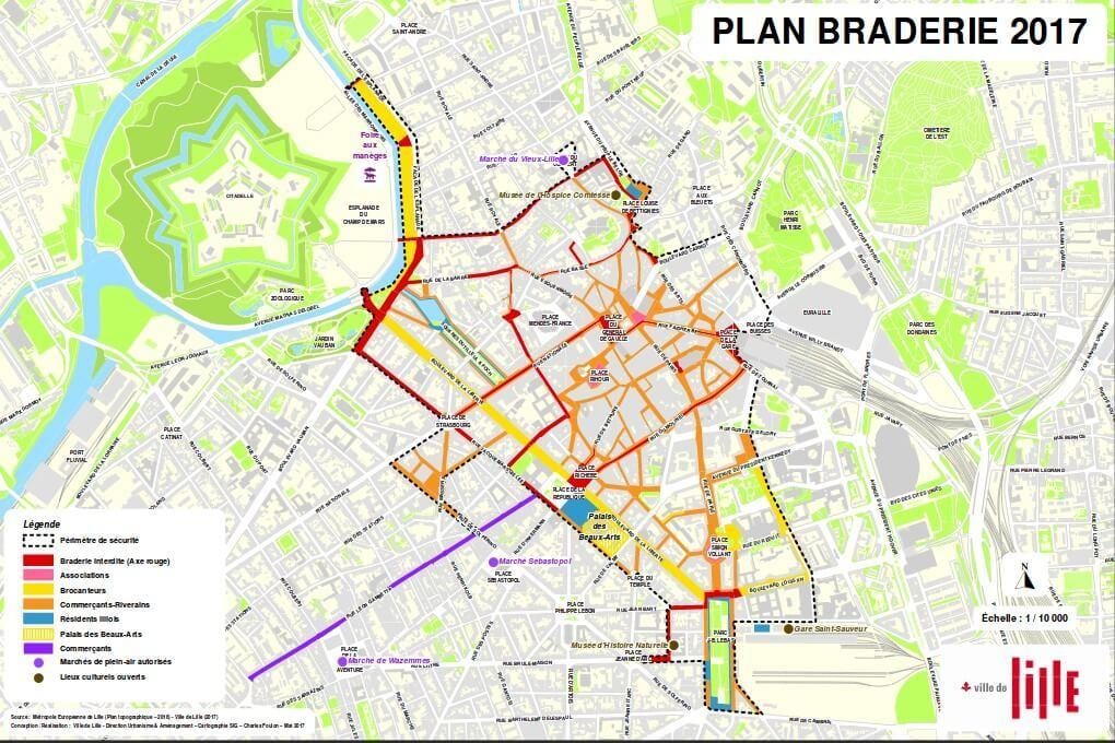 kart over Lille braderie