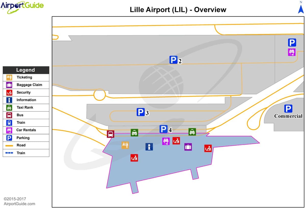 kart over Lille airport