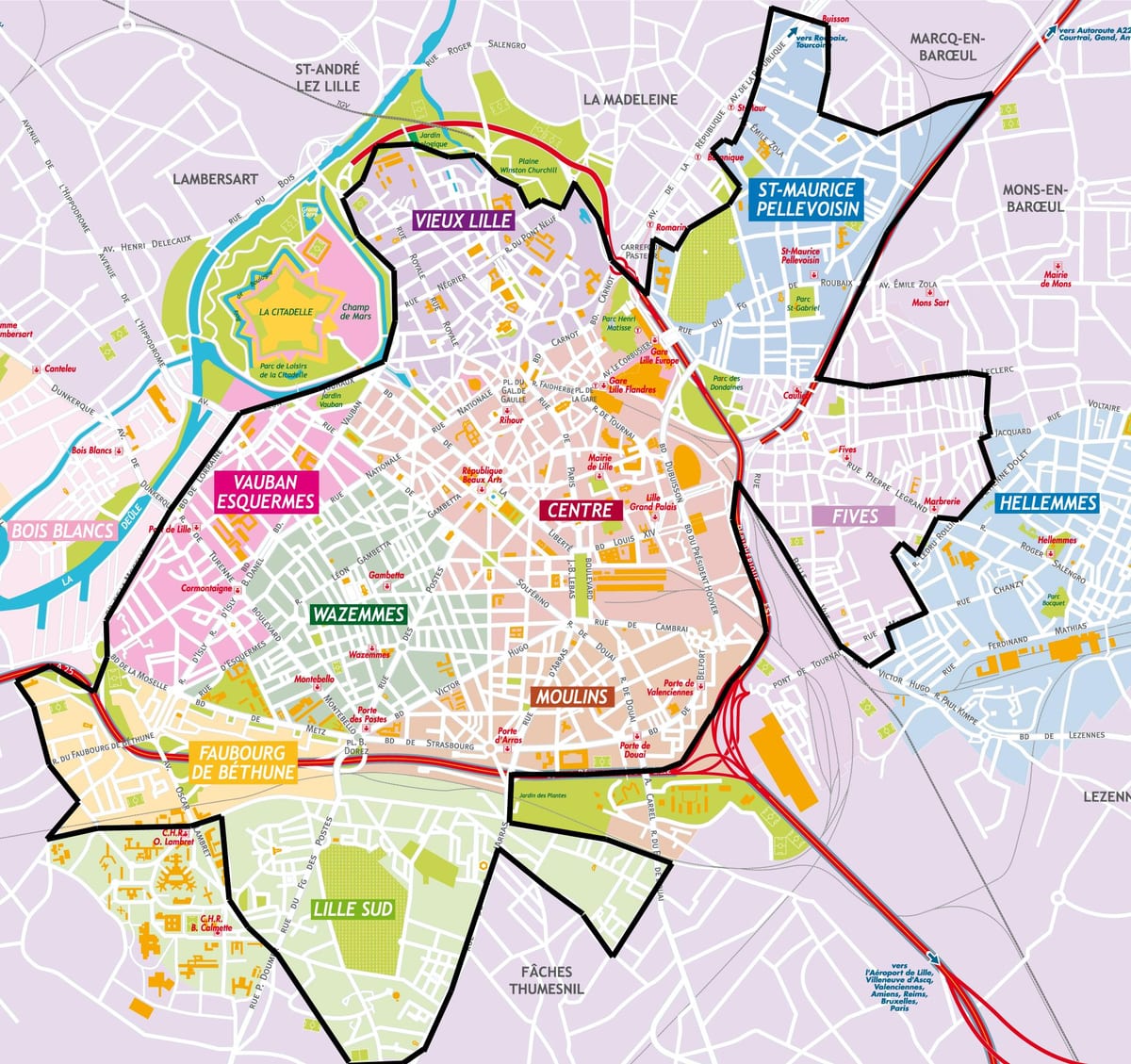 kart over Lille forstaden