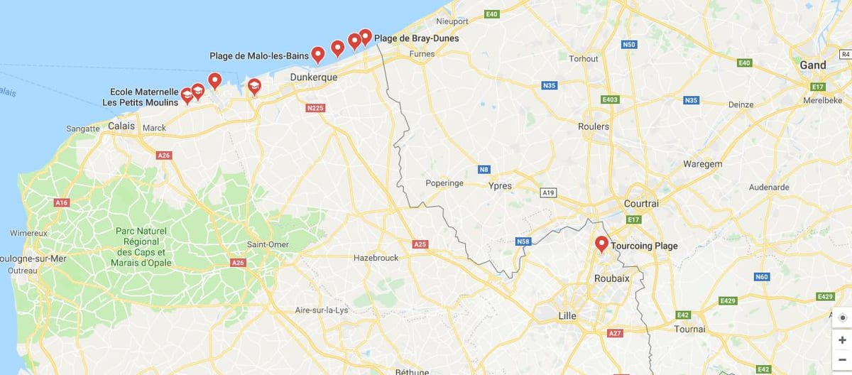 kart over Lille stranden